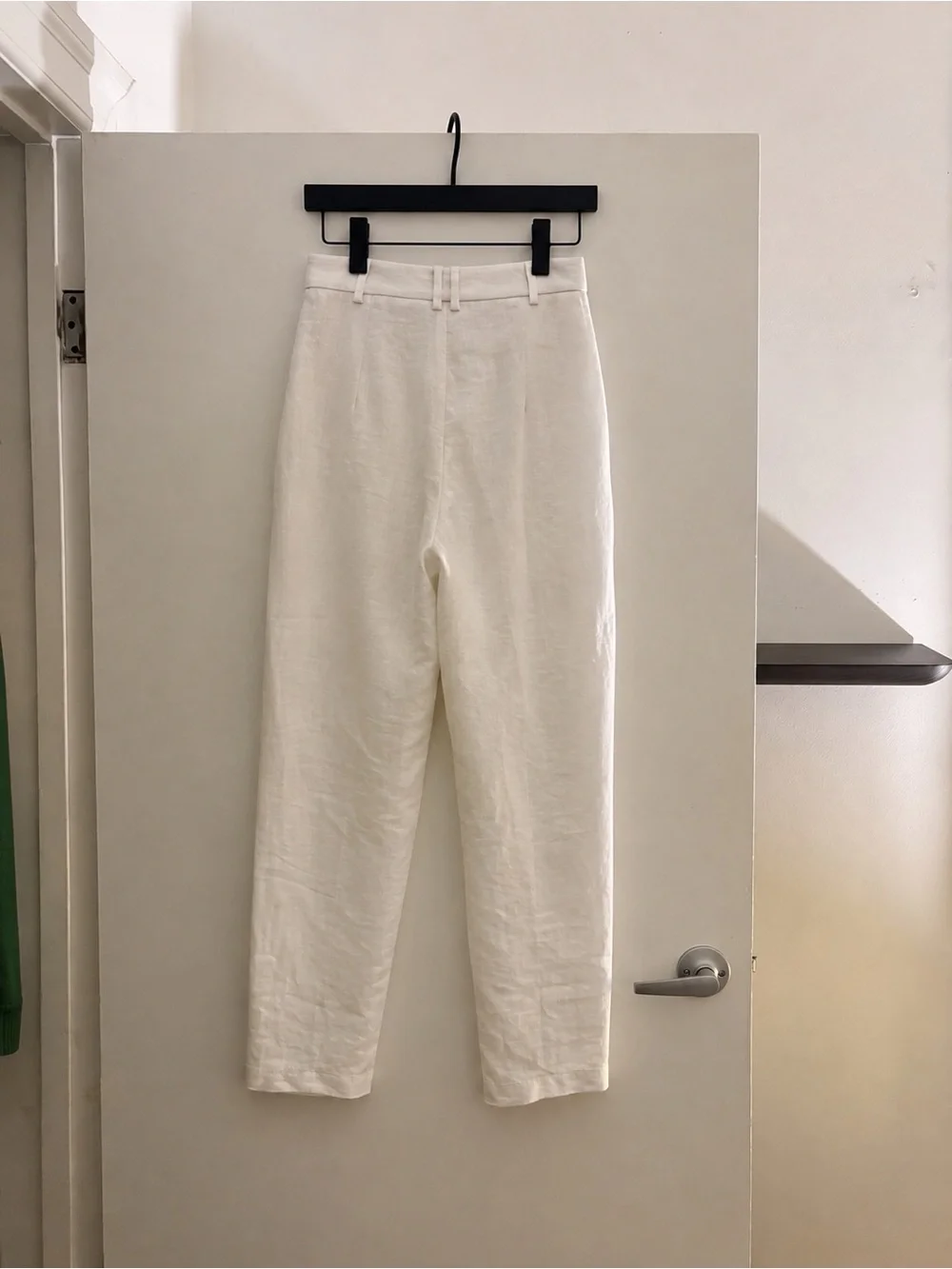 Mango White Tapered Linen Pants
